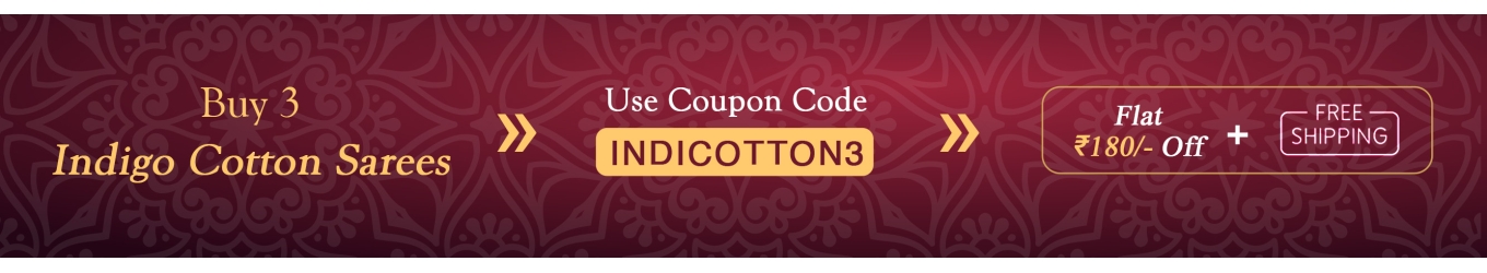Buy 3 Indigo Cotton Saree & Save Rs.180