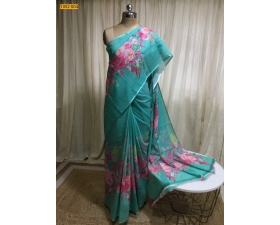 Rama Green Linen Cotton Saree