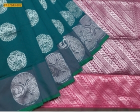 Rama green kanjivuram soft silk saree