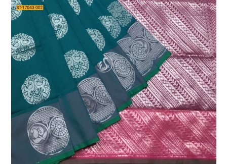 Rama green kanjivuram soft silk saree