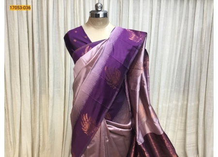 Purple Mayuri Menpattu Ikkat Border Soft Silk Saree