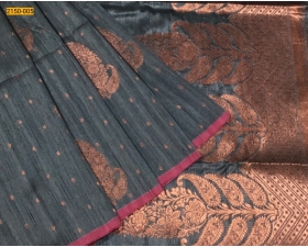 Gray Linen Silk Copper Zari Sarees