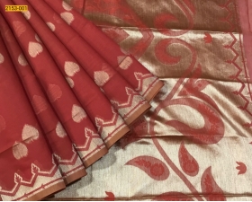 Red Chanderi Soft Silkcotton Saree