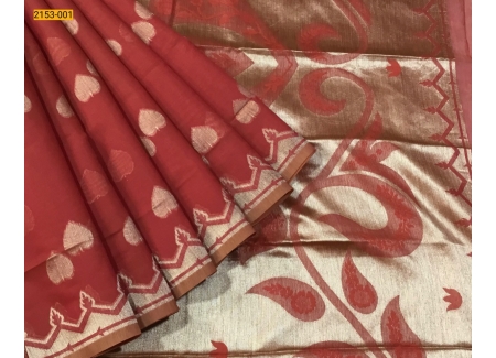 Red Chanderi Soft Silkcotton Saree