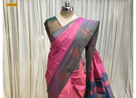 Pink Printed Tissue Soft silk saree