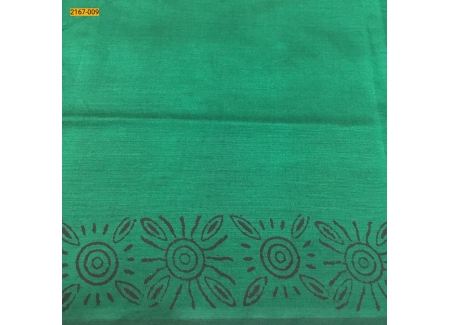 Green Block Print South Mix Cotton Saree