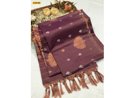 Violet Kanjivaram Soft Silk Saree