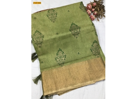 Green Printed Tissue Soft Silk Saree