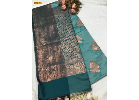 Rama Green Madhuram Floral Butta Soft Silk