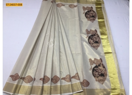 Tissue silk mural printed saree