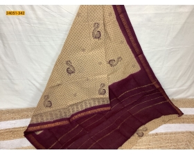 Sandal Sungudi Cotton Printed Saree
