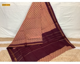 Brown With maroon Sungudi Cotton Printed Saree