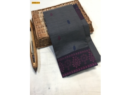 Gray Tirupur Dyed Printed Cotton Saree