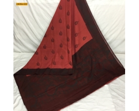 Red Tirupur Dyed Printed Cotton Saree