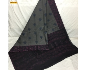 Gray Tirupur Dyed Printed Cotton Saree