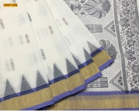 White Pure Asthri Cotton Printed Saree