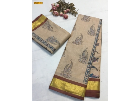 Sandal Soft South Mix Cotton Printed saree