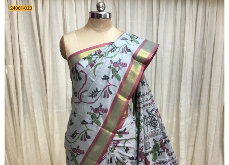 Green Soft South Mix Cotton Printed saree