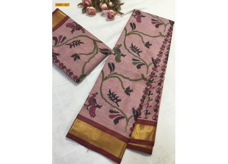Red Soft South Mix Cotton Printed saree
