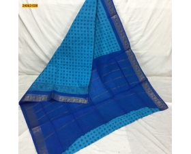 Sky Blue With Blue Sungudi Cotton Printed Saree