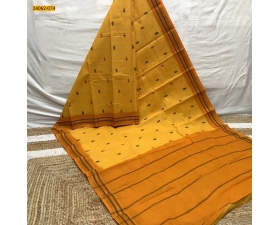 Yellow With Yellow Sungudi Cotton Printed Saree
