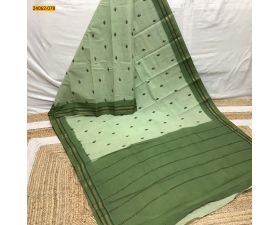 Green With Green Sungudi Cotton Printed Saree