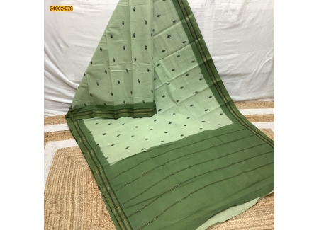 Green With Green Sungudi Cotton Printed Saree