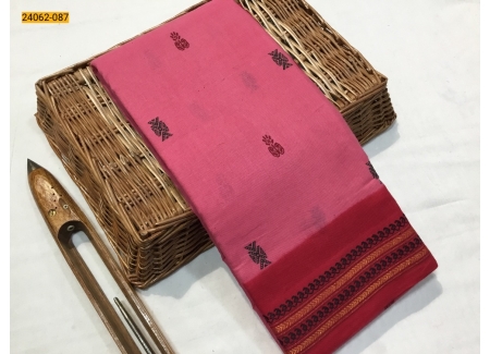 Pink With Pink Sungudi Cotton Printed Saree