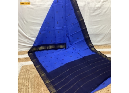 Royal With Blue Sungudi Cotton Printed Saree