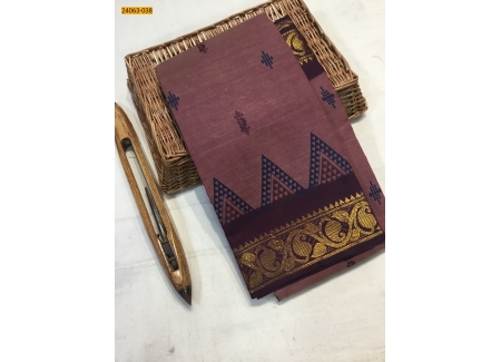 Maroon Tirupur Dyed Printed Cotton Saree