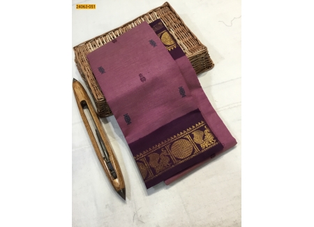 Violet Tirupur Dyed Printed Cotton Saree