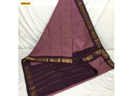 Violet Tirupur Dyed Printed Cotton Saree