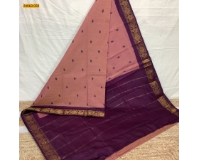 Purple Tirupur Dyed Printed Cotton Saree