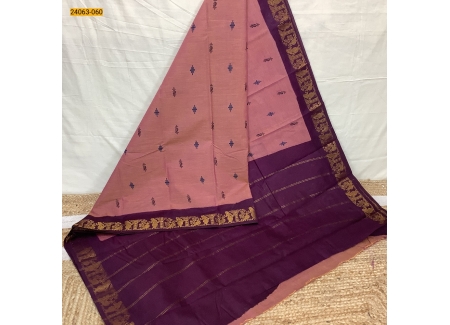 Purple Tirupur Dyed Printed Cotton Saree