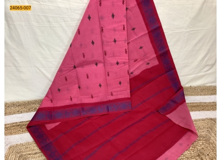 Pink Pure Cotton Printed Saree