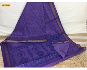 Dark violet Tirupur Dyed Printed Cotton Saree