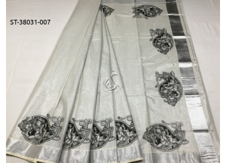 Silver tissue silk saree