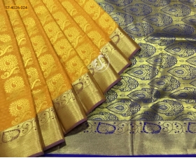 Yellow kanjivuram silk saree