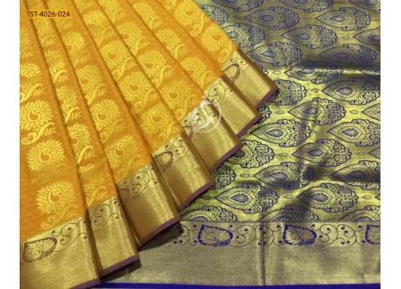 Yellow kanjivuram silk saree