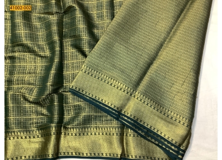 Green Fancy Mysore Warm Silk Checked Saree