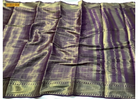Dark Violet Fancy Mysore Warm Silk Checked Saree
