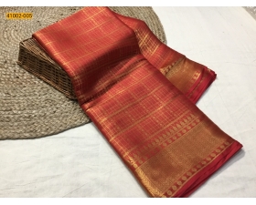 Red Fancy Mysore Warm Silk Checked Saree