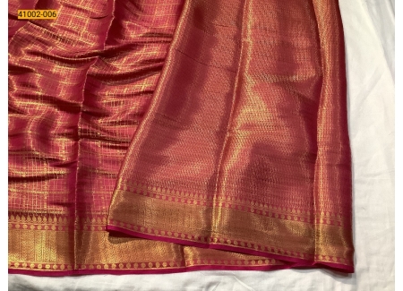 Pink Fancy Mysore Warm Silk Checked Saree
