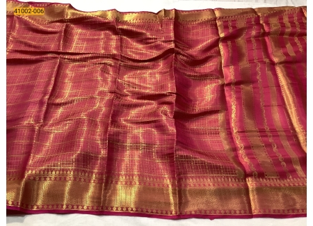 Pink Fancy Mysore Warm Silk Checked Saree