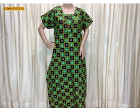 Green With Black Cotton Printed Nighty-XL