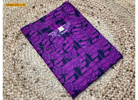 Violet Cotton Printed Nighty-XL