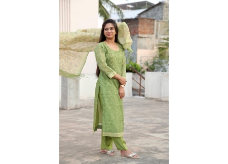 Green Readymade Designer Salwar Suit Set