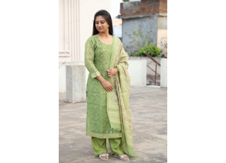 Green Readymade Designer Salwar Suit Set