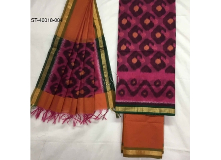 Handloom silk mercerized cotton chudi material