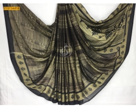 Metallic chiffon silk printed saree